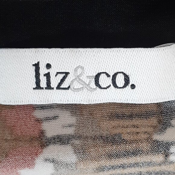 Liz & CO. Jersey Knit Formal Tank Top; Neck Tie; Low Neck; Brown/Black; Size M - Picture 3 of 5